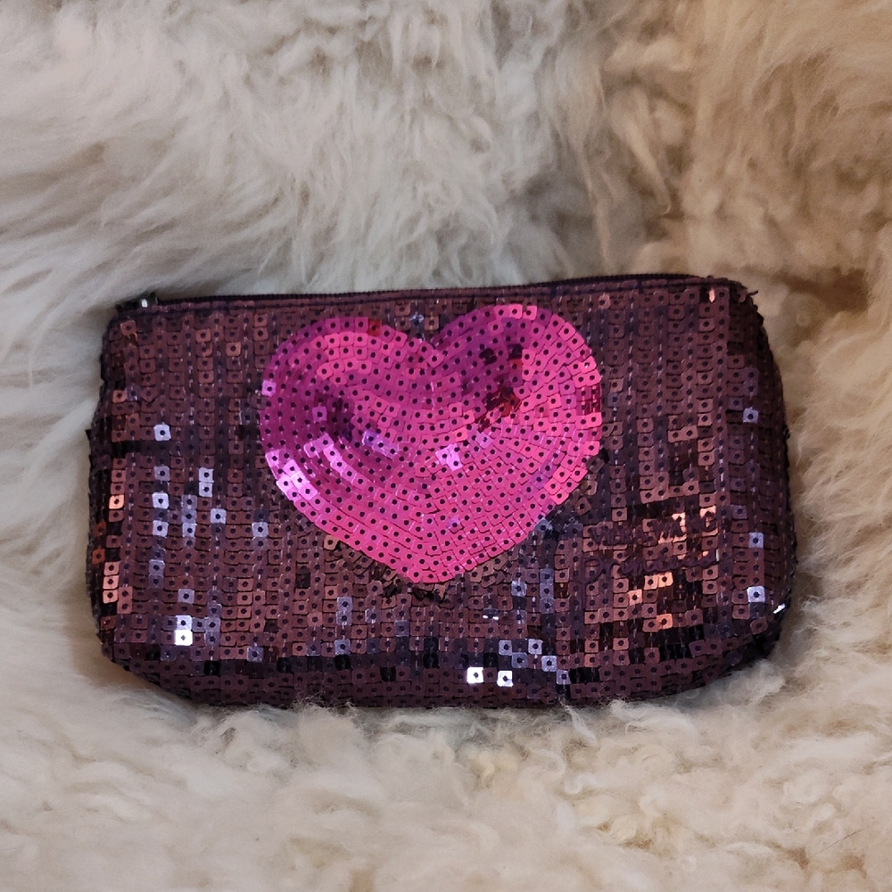 Vera Wang Pink Heart Sequin Clutch